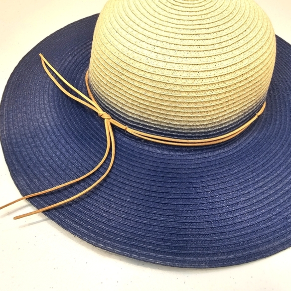 J.Jill Blue Ombre Paper Straw Hat Women's Summer Vacation Athleisure - Picture 5 of 8
